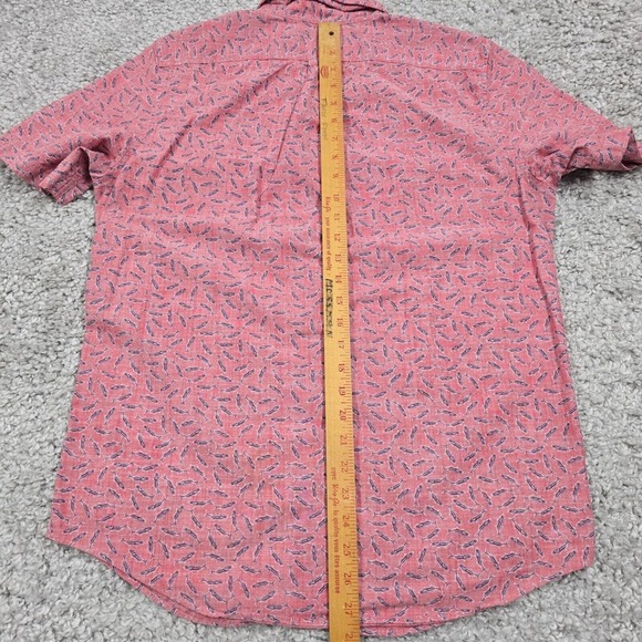 Vineyard Vines Shirt Mens Medium Pink Button Up Slim Fit Murray Fish Hawaiian - Picture 10 of 11